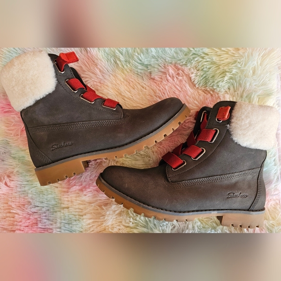 Skechers Womens Cypress-Big Plans Gored Laced Hiker Boots-Charcol Size 8.5 - Picture 10 of 11